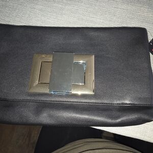 JustFab Black Clutch with Gold Accent